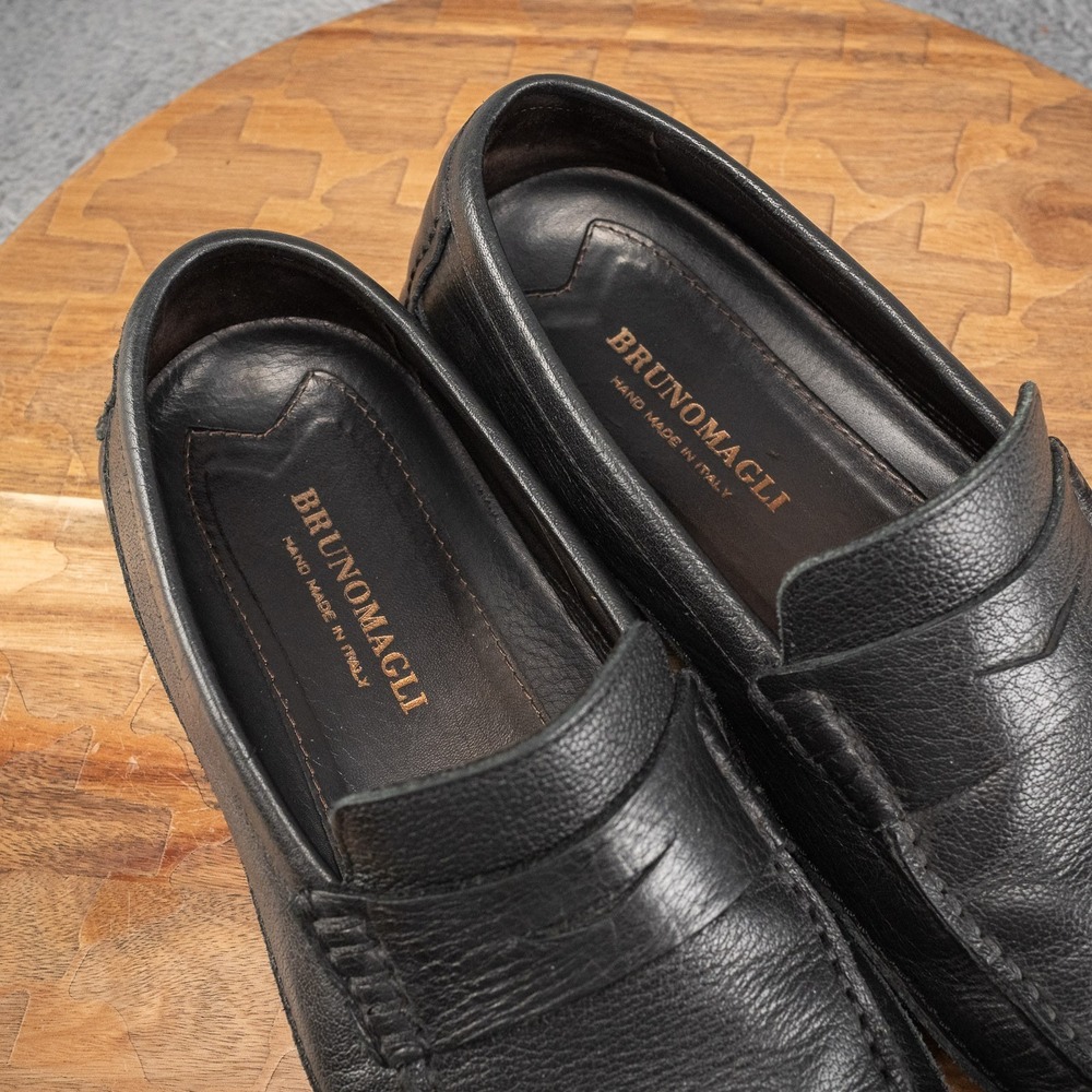 Bruno Magli Taranto Driver Black Signature Leather Loafers Men's Size 9 - Picture 5 of 7